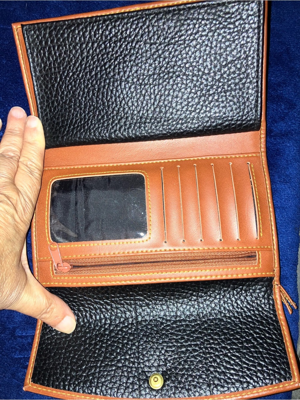 Dooney & Bourke Black Pebbled Leather Wallet with Tan Trim - Picture 4 of 16